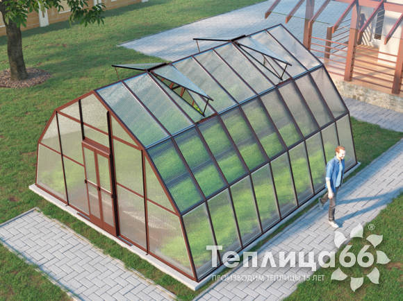 Теплица Рада Балхаш из поликарбоната, 5х6 метров, коричневая